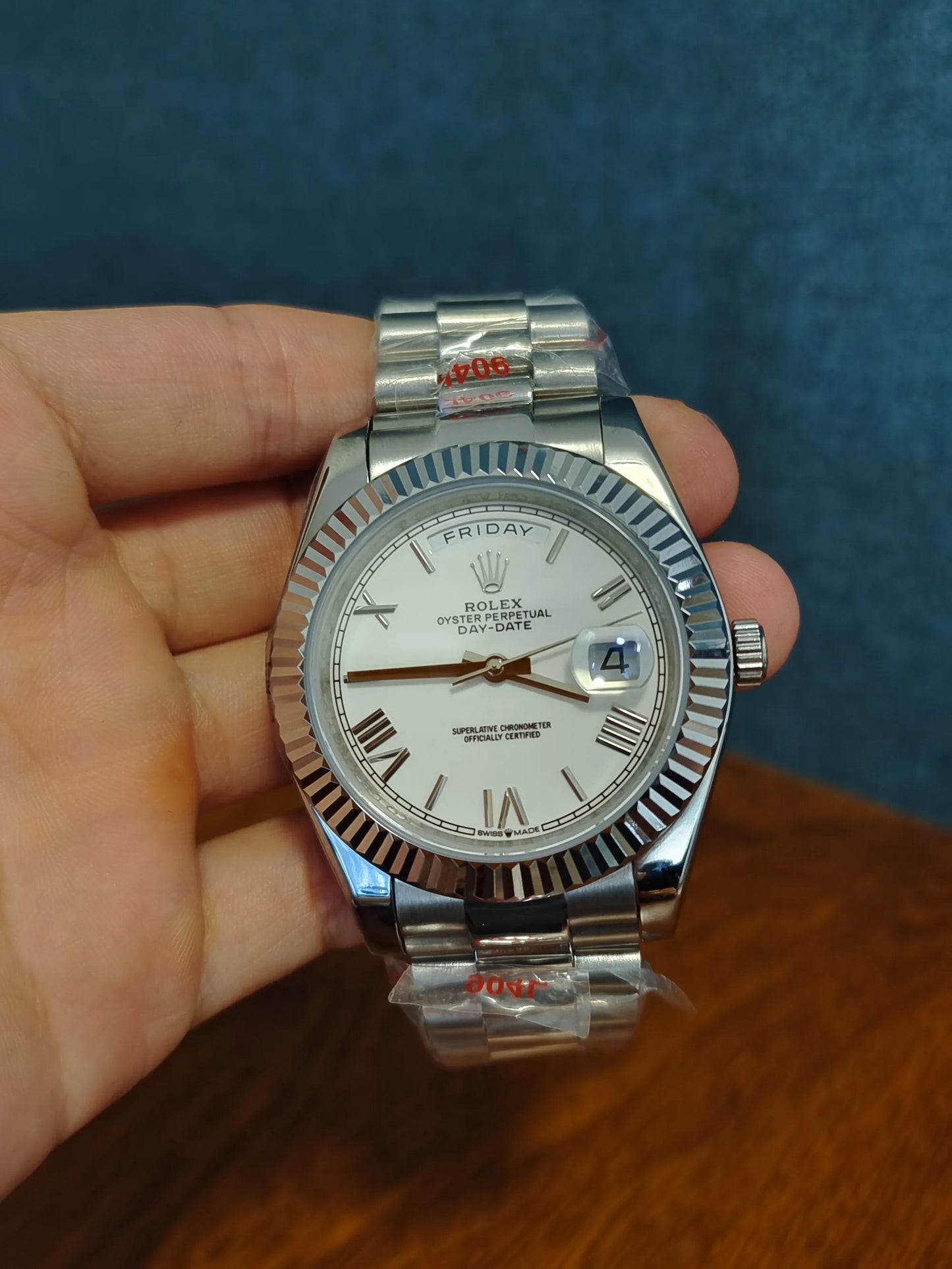 U1 Day-Date White Fltued/President