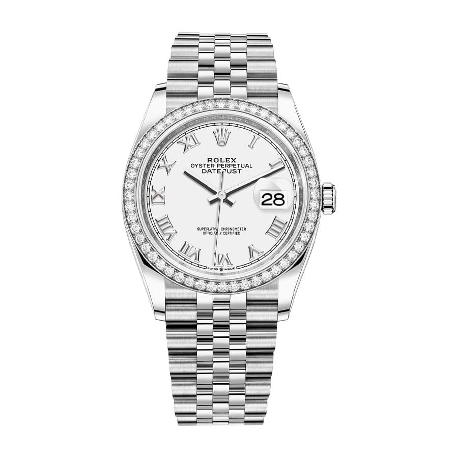 Rolex Datejust 36 126284RBR-0018 904L SS/18K White Roman Dial VSF 1:1 Best Edition on 904L SS Jubilee Bracelet