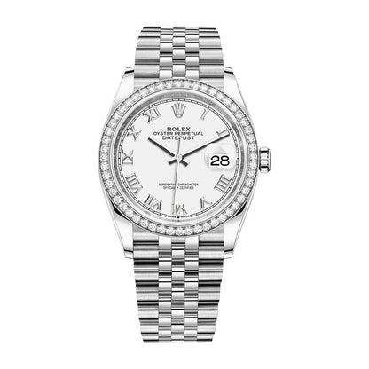 Rolex Datejust 36 126284RBR-0018 904L SS/18K White Roman Dial VSF 1:1 Best Edition on 904L SS Jubilee Bracelet