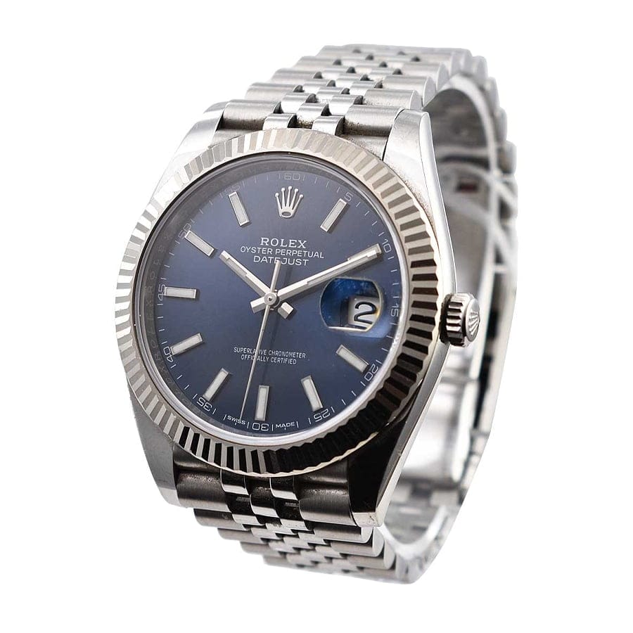 Rolex Datejust 41MM 904L SS/18K White Gold VSF 1:1 Best Edition Blue Dial with Fluted Bezel and Jubilee Bracelet